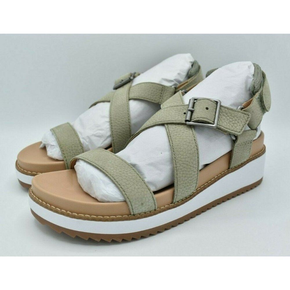 Lucky Brand Women Size 9 M Idenia Wedge Seagrass Embossed Nubuck Sandals‎ Shoes